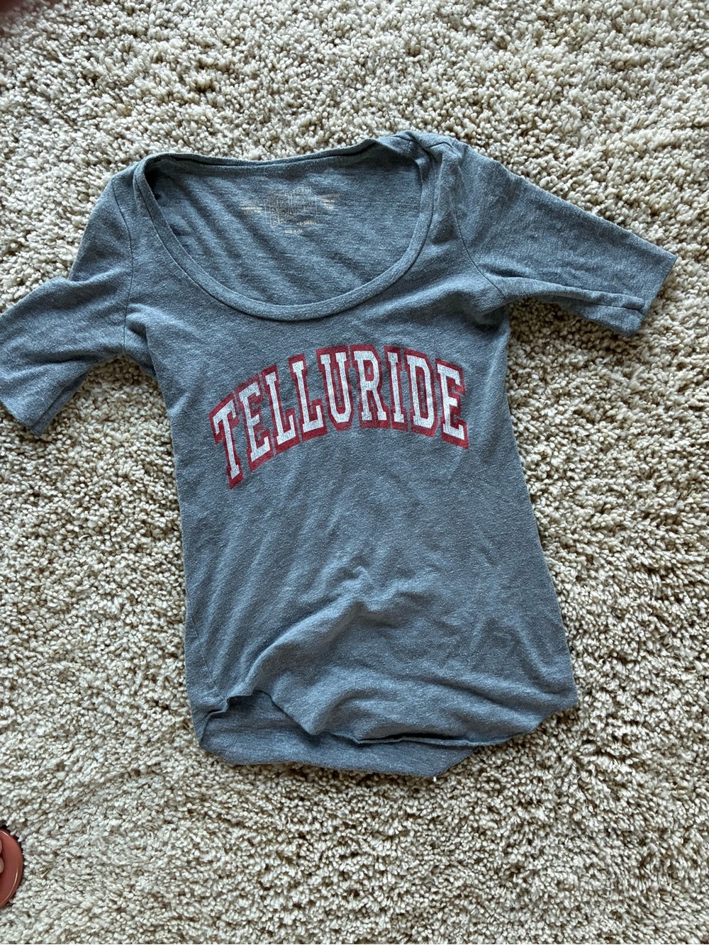 Telluride Gray Scoop Neck Tee with Red Print